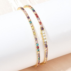 Настоящее золото 18K 925 теннисные ожерелья из стерлингового серебра с разноцветными кубическими циркониями для женщин, реальный 18 k позолоченный, шириной 3 мм , 17.76 дюйм (45.1 см)