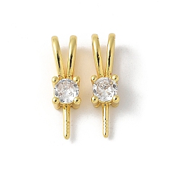 Настоящее золото 18K Латунные микропроволочные кубические циркониевые подвески, без свинца и без кадмия, долговечный, стойки покрытие, реальный 18 k позолоченный, 15x4x4.5 мм, отверстие : 2x5 мм, штифты : 1 мм