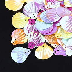 (52) Непрозрачная лаванда Аксессуары для орнаментов, пластиковые пайетки / блестки из бисера, с покрытием AB цвета, оболочка, разноцветные, 19x17.5x1 мм, Отверстие : 1.5 мм , около 4500 шт / 500 г