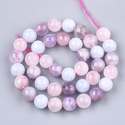 Mixed Color Natural Quartz Beads, Imitation Morganite Color, Dyed & Heated, Round, Mixed Color, 6mm, Hole: 1mm, about 63~64pcs/strand, 14.9 inch~15.1 inch