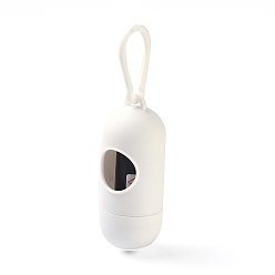 Weiß Plastiktütenhalter in Tablettenform, mit Abfallsäcken und Karabinern, weiß, 140 mm, Pille: 10x4cm, Tasche: 30x24cm, 15Stück/Rolle