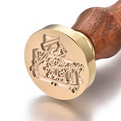 Другие Латунь ретро воск печать штамп, с деревянной ручкой, для изготовления открытки своими руками, круглые, тематические путешествия, 90x25 мм
