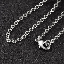 Platinum Brass Cable Chains Necklaces, with Lobster Clasps, Platinum, 21.7 inch