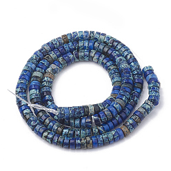 Blue Synthetic Imperial Jasper Beads Strands, Heishi Beads, Flat Round/Disc, Blue, 4~5x2~2.5mm, Hole: 0.5mm, about 173pcs/strand, 15.5 inch