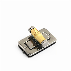 Черный Цвет Металла Поворотные замки для кошельков из сплава, бамбуковая палочка, поворотная застежка, аксессуары для изготовления сумок своими руками, прямоугольные, металлический черный , 4.2x2.5 см