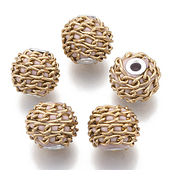 Pink Индонезийские бусины ручной работы, с алюминиевой цепи, круглые, серебряные, розовые, 16.5~18x14~15 мм, отверстие : 3~3.5 мм