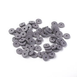 Slate Gray Flat Round Eco-Friendly Handmade Polymer Clay Beads, Disc Heishi Beads for Hawaiian Earring Bracelet Necklace Jewelry Making, Slate Gray, 6x1mm, Hole: 2mm, about 353~378pcs/strand, 17.7 inch