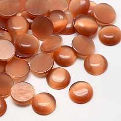 Темный Лосось Кабошоны кошачьего глаза, полукруглый, темный лосось, 8x3 мм