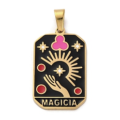 Звезда Ионное покрытие (ip) 304 подвески из нержавеющей стали с эмалью, реальный 18 k позолоченный, очарование таро, звезда, 32x19.5x2 мм, отверстие : 7.5x4 мм