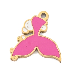 Fish Ионное покрытие (ip) 304 брелоки из нержавеющей стали, эмалевые подвески на тему морских животных, реальный 14 k позолоченный, рыбий хвост, 10x10x0.8 мм, отверстие : 0.8 мм