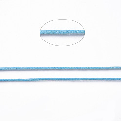 Light Sky Blue Waxed Cotton Thread Cords, Light Sky Blue, 1mm, about 100yards/roll(300 feet/roll)