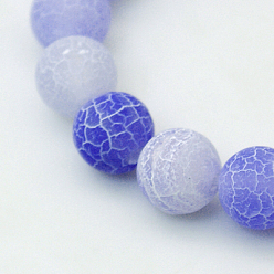 Royal Blue Natural Crackle Agate Beads Strands, Dyed, Round, Grade A, Royal Blue, 6mm, Hole: 1mm, about 63pcs/strand, 15.5