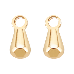 Real 18K Gold Plated Brass Charms, Chain Extender Drop, Teardrop, Real 18K Gold Plated, 6x3mm, Hole: 1mm, 50pcs/box
