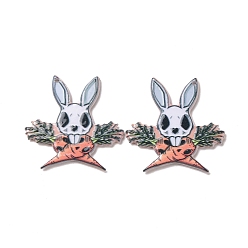 Кролик Печатные акриловые подвески, Пасхальная тема, Картина кролика, 35.5x35.5x2.5 мм, отверстие : 1.8 мм