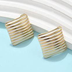 Золотой 304 из нержавеющей стали серьги, с эмалью, полосатый квадрат, золотые, 28x28 мм