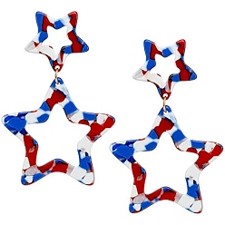 Розовато-лиловый Акриловые серьги-гвоздики для женщин с элементом флага, звезда, розовато-лиловый, 74 мм