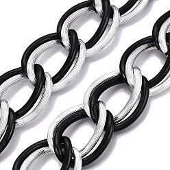 Gunmetal & Silver Aluminium Double Curb Chains, Two Tone, Unwelded, Gunmetal & Silver, 40x29x4mm