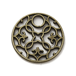 Bronze Antique Pendentifs en alliage de style tibétain, sans cadmium et sans plomb, forme de fleur cerclée, bronze antique, 19.5x1.5mm, Trou: 3.5mm, environ709 pcs / 1000 g