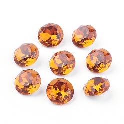 Топаз Заостренные назад и назад покрытые k 9 стеклянные кабошоны со стразами, класс А, граненые, плоско-круглые, топаз, 10x5 мм
