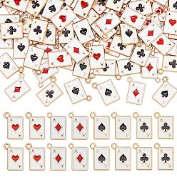 (52) Непрозрачная лаванда 100шт 4 стили стойка покрытие сплав подвески, с эмалью, без кадмия, без никеля и без свинца, золотые, прелести игральных карт, разноцветные, 14.5~15.5x11x1.5 мм, отверстие : 1.4~1.5 мм, 25 шт / стиль