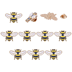Doré  10Pin's émaillé abeille, badge en alliage de peinture pour vêtements de sac à dos, or, 20.5x32.5mm