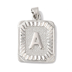 Letter A Стойки обшивки латунные подвески, долговечный, без свинца и без кадмия, квадрат с подвесками в виде букв, буква a, 24x17x2.5 мм, отверстие : 4x3.5 мм