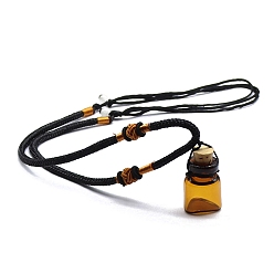 Черный Ожерелья из стеклянных флаконов для духов, регулируемые шнуры ожерелья для женщин и мужчин, чёрные, Бутылка: 26x16 мм