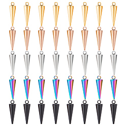 (52) Непрозрачная лаванда 40 шт. 5 цвета 201 подвески из нержавеющей стали, конус очарование, разноцветные, 18.5x5.5 мм, отверстие : 1.5 мм, 8 шт / цвет