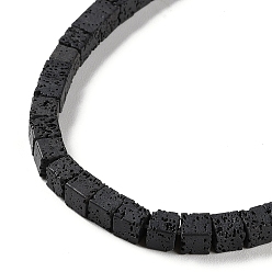 Black Synthetic Lava Rock Dyed Beads Strands, Cube, Black, 6~7x6~6.5x6~6.5mm, Hole: 0.7mm, about 60pcs/strand, 14.76''(37.5cm)