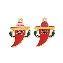 Hot Pepper Подвески из сплава с эмалью на тему Синко де Майо, золотые, острый перец, 25.5x18x1 мм, отверстие : 1.8 мм