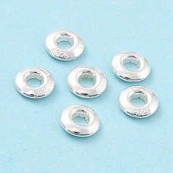Серебро 925 люверс из стерлингового серебра, для изготовления пакетов, плоско-круглые, серебряные, 0.35x0.08 см, отверстие : 1.2 мм