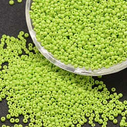 Green Yellow 8/0 Glass Seed Beads, Grade A, Round, Opaque Colours, Green Yellow, 2.8~3.2mm, Hole: 1.0mm, about 15000pcs/pound
