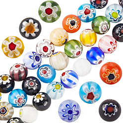 (52) Непрозрачная лаванда 3 нити ручной работы миллефиори стеклянные круглые бусины нити, разноцветные, 10 мм, отверстие : 1 мм, около 37 шт / нитка, 16 дюйм (40.64 см)