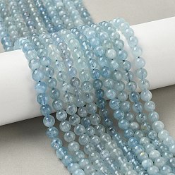 Аквамарин Природные Аквамарин бисер нитей, круглые, 6~7.5 мм, отверстие : 0.7 мм, около 65 шт / нитка, 15.55 дюйм (39.5 см)