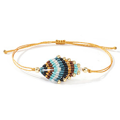 (52) Непрозрачная лаванда Плетеные браслеты из синтетических волокон и полиэстеровых нитей для женщин в этническом и богемном стиле, лист, разноцветные, внутренний диаметр: 11 дюйм (28 см)