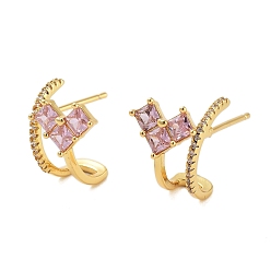 Настоящее золото 18K Латунные серьги-гвоздики в форме сердца с покрытием стойки, с четким кубического циркония, без кадмия и без свинца, долговечный, реальный 18 k позолоченный, 14x11 мм