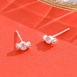 Прозрачный 999 серьги-гвоздики из стерлингового серебра с кубическим цирконием в форме конфет, серебряные, прозрачные, 3x6 мм