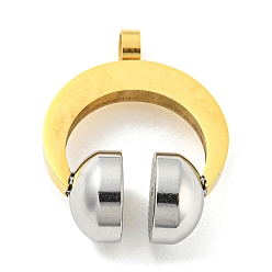 Golden & Stainless Steel Color Ion Plating(IP) 304 Stainless Steel Pendants, Headset, Golden & Stainless Steel Color, 32.5x26x13mm, Hole: 4mm