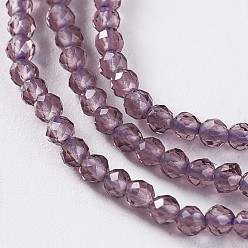 Old Rose Glass Beads Strands, Faceted, Round, Old Rose, 2x2mm, Hole: 0.4mm, about 193~197pcs/strand, 14.17 inch~15.51 inch(36~39.4cm)
