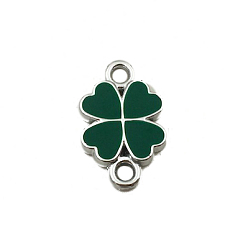 Темно-Серый Соединители ccb пластиковые ссылки, с эмалью, золотые, клевер, темно-серый, 22x14.5x3 мм