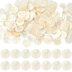 Белый Дым 180шт. подвески из ракушек капиз, плоско-круглые, серый, 12~12.5x0.5~1 мм, отверстие : 1.2~1.4 мм
