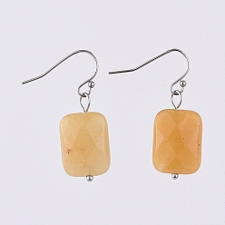 Топаз Нефрит Серьги ограненные натуральный топаз нефритовые, с 304 штифтами из нержавеющей стали с шаровой головкой и 316 хирургическими крючками для серег из нержавеющей стали, прямоугольные, 32 мм , штифт: 0.6 мм