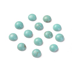 Turquoise Natural Howlite Cabochons, Dyed, Half Round, Turquoise, 6x3mm