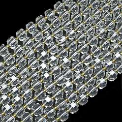 Другие Кварцы Синтетические кварцевые нити бисер, с бисером, граненый стол, вырезанный куб, 8~9.3x8~9.3x8~9.3 мм, отверстие : 0.6 мм, около 38 шт / нитка, 15.35'' (39 см)