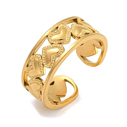 Настоящее золото 18K 304 открытые манжеты из нержавеющей стали для женщин, сердце, реальный 18 k позолоченный, 8 мм, регулируемый