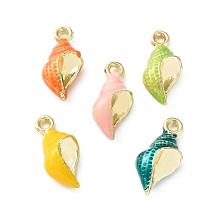 Others Alloy Enamel Pendants, Mixed Colors, Light Gold, Conch Shape Charms, 16.5x8x4.5mm, Hole: 1.6mm