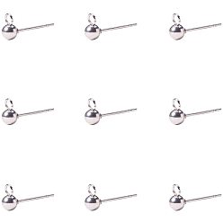 Stainless Steel Color 304 Stainless Steel Stud Earring Findings, with Loop, Stainless Steel Color, 16x6mm, Hole: 2mm, Pin: 0.8mm