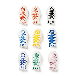 (52) Непрозрачная лаванда Ручной печатный шарики фарфора, фис, разноцветные, 20x10x8 мм, отверстие : 2 мм