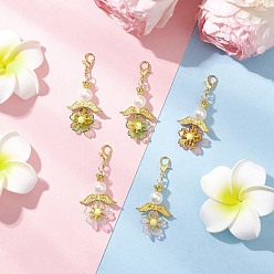 Золотой Подвеска-украшение из искусственного жемчуга в виде цветка из акрила и АБС-пластика, с цинковым сплавом застежками омаров коготь, золотые, 51 мм