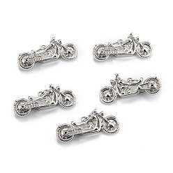Plaqué Platine Véritable Pendentifs en laiton zircon cubique transparent, plaqué longue durée, moto, Platine plaqué, 12x28x10mm, Trou: 3.5mm, anneau: 5x1 mm